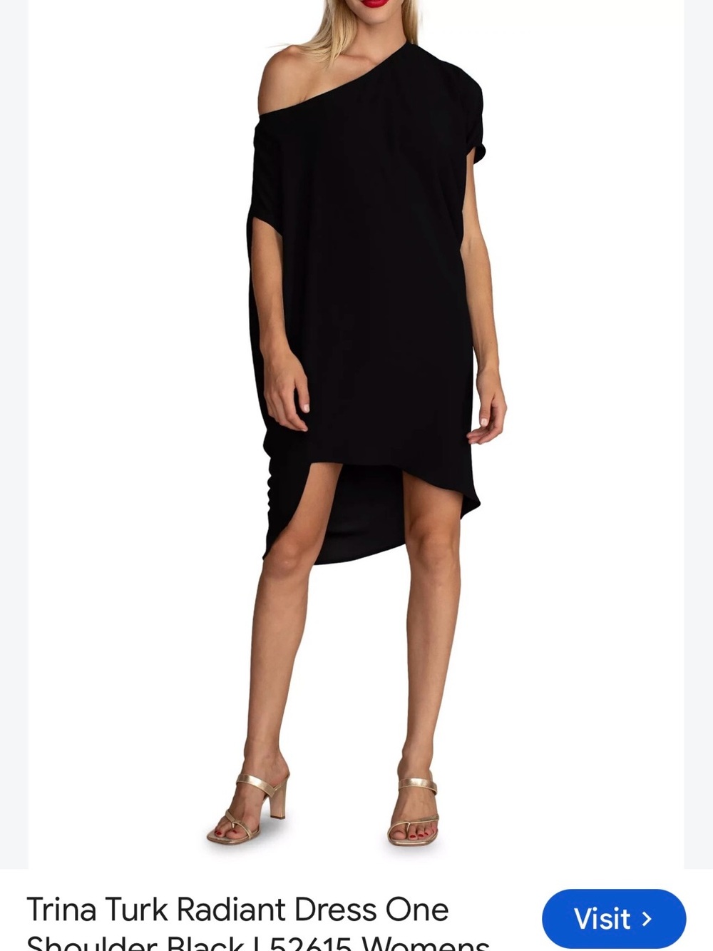 Trina Turk Black Off-Shoulder Asymmetrical Dress
